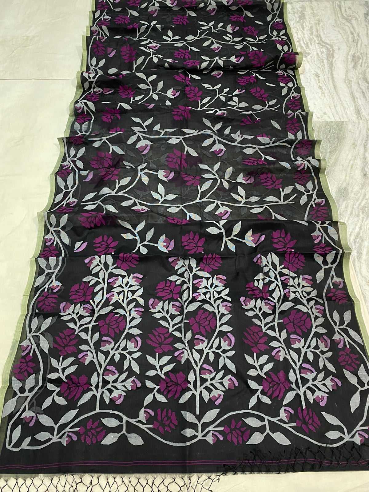 Risha muslin jamdani saree - Saffronfashionindia