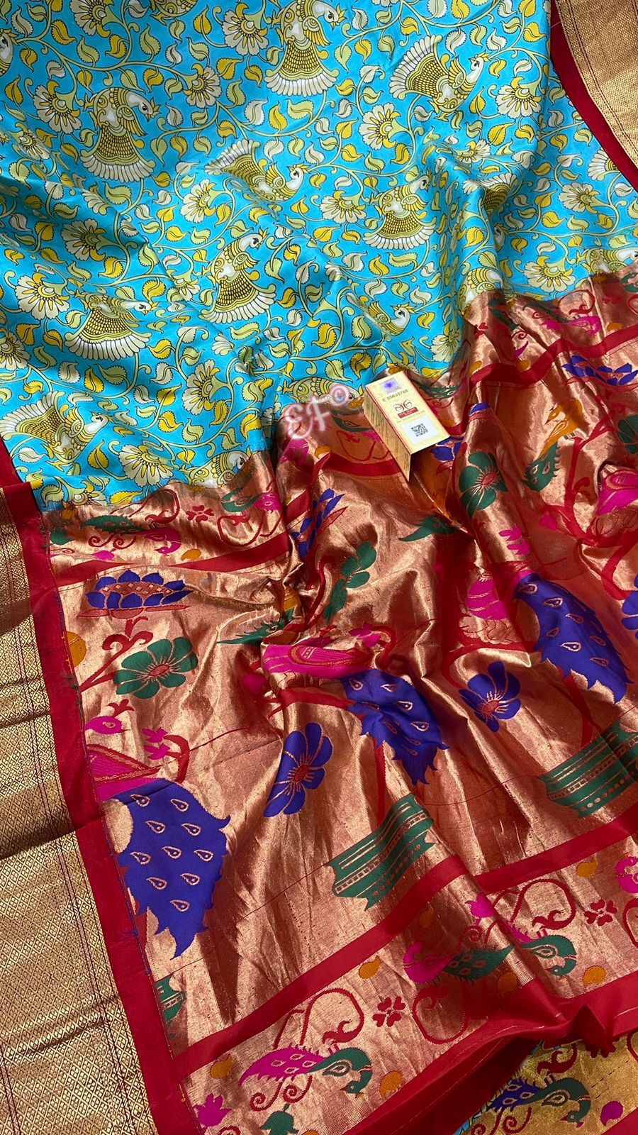 Gadwal paithani kalamkari saree - Saffronfashionindia