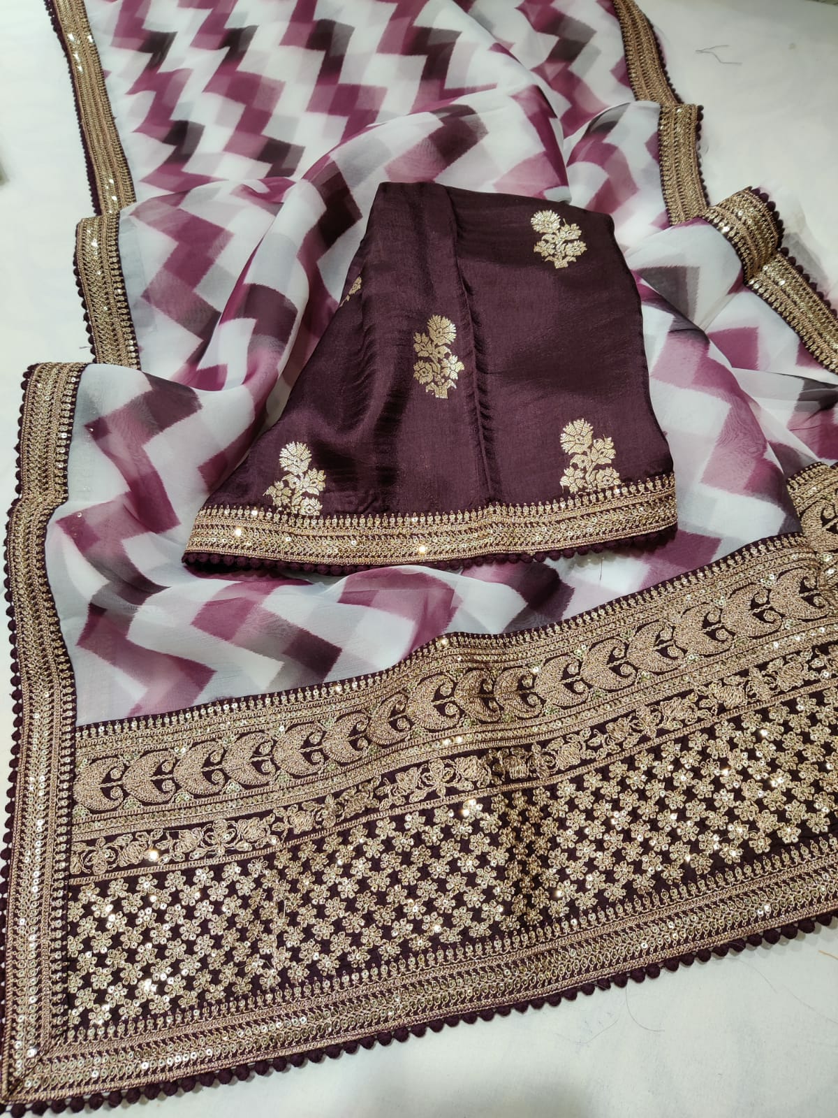 Omara lehariya organza saree - Saffronfashionindia