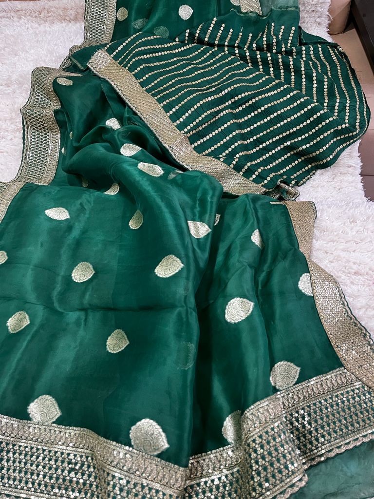 Emerald kora inspired saree - Saffronfashionindia