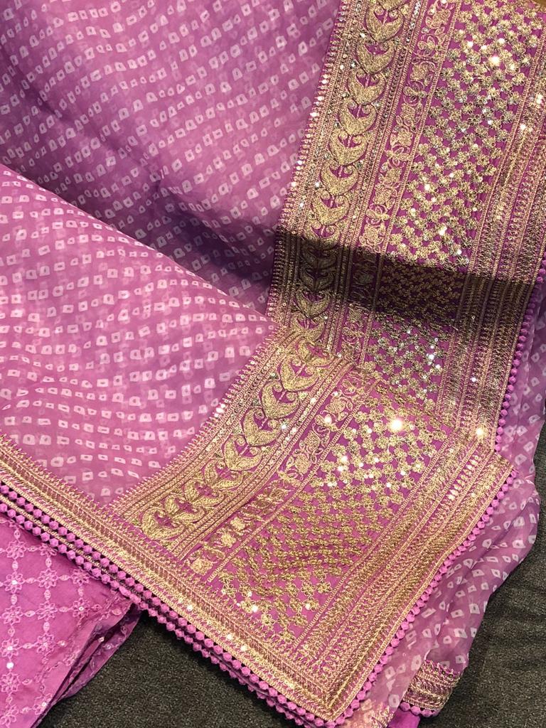 Bandhani styled organza saree - Saffronfashionindia