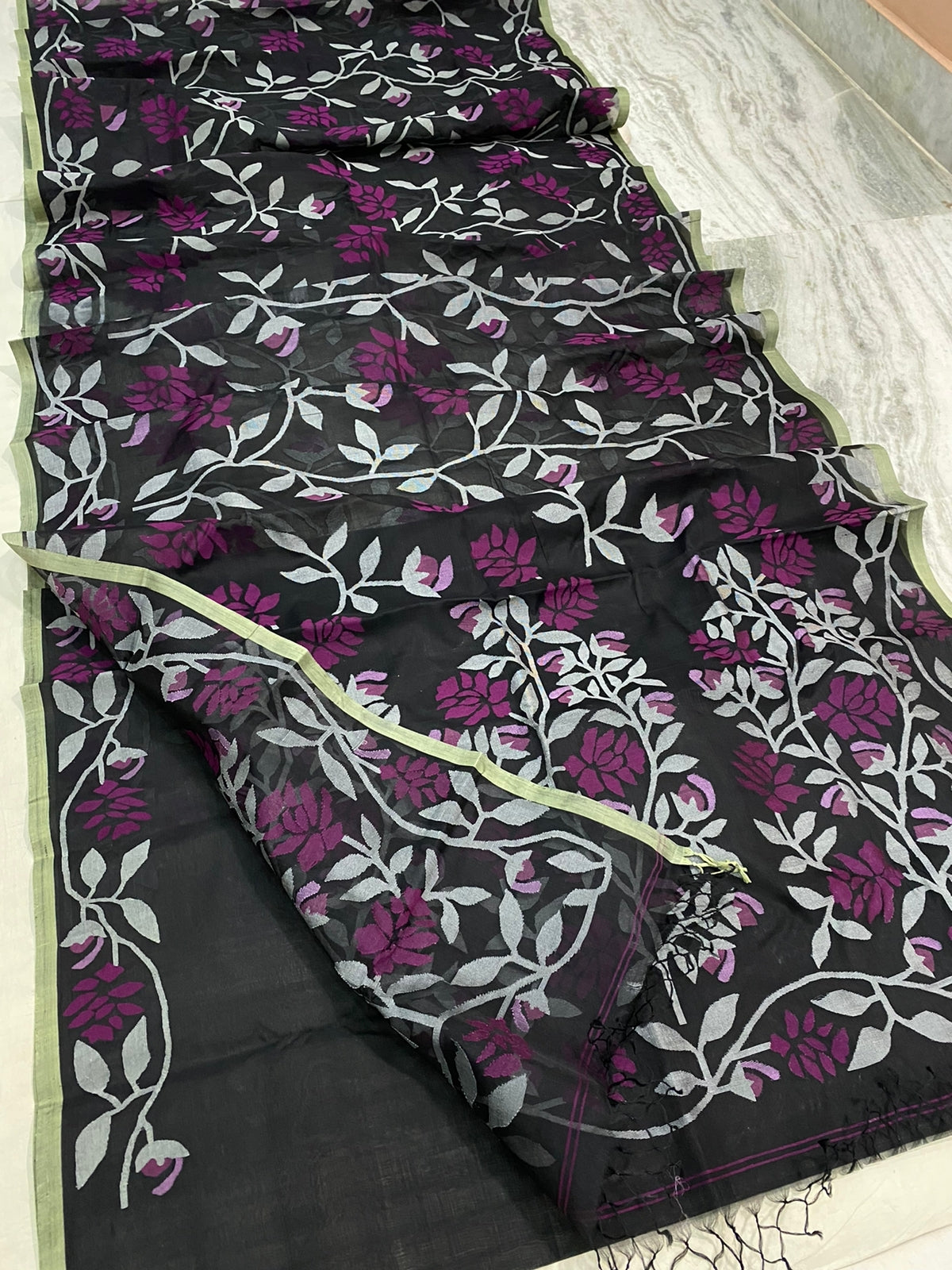 Risha muslin jamdani saree - Saffronfashionindia