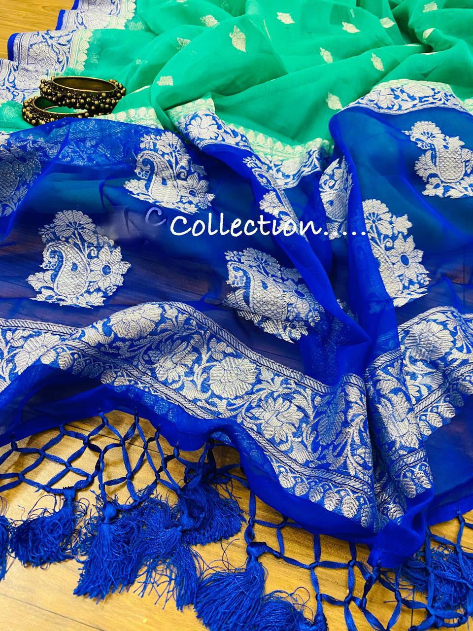 Banarsi chiffon saree - Saffronfashionindia
