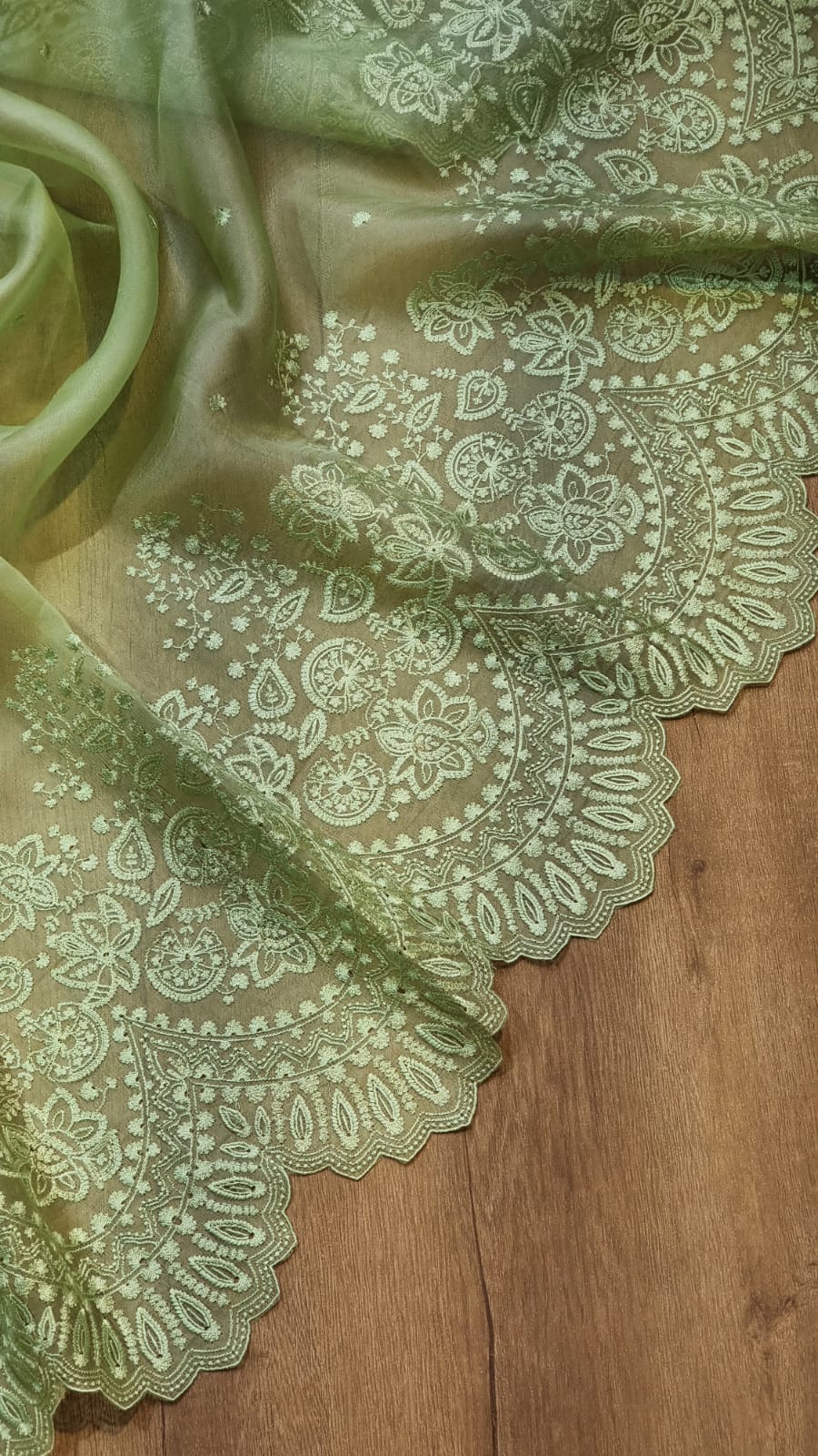 Scalloped inspired organza cutwork saree SaffronFashion