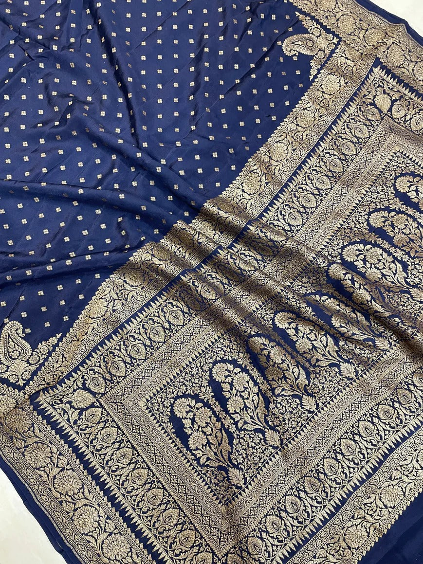 Antique inspired Banarsi crepe saree Indian saree women sari blouse Saffronfashion
