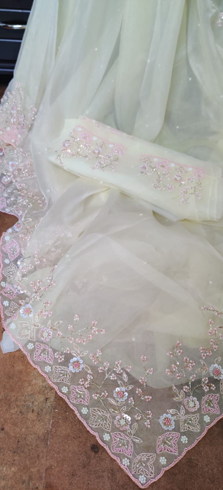 Ishu embroidery organza saree - Saffronfashionindia
