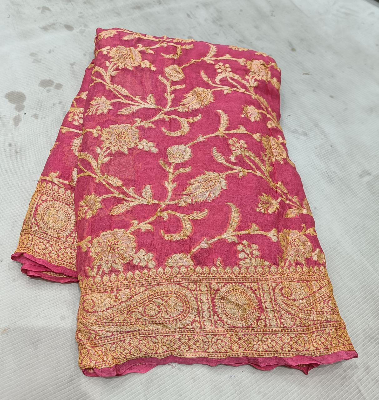 Gloria gorgette chiffon saree - Saffronfashionindia