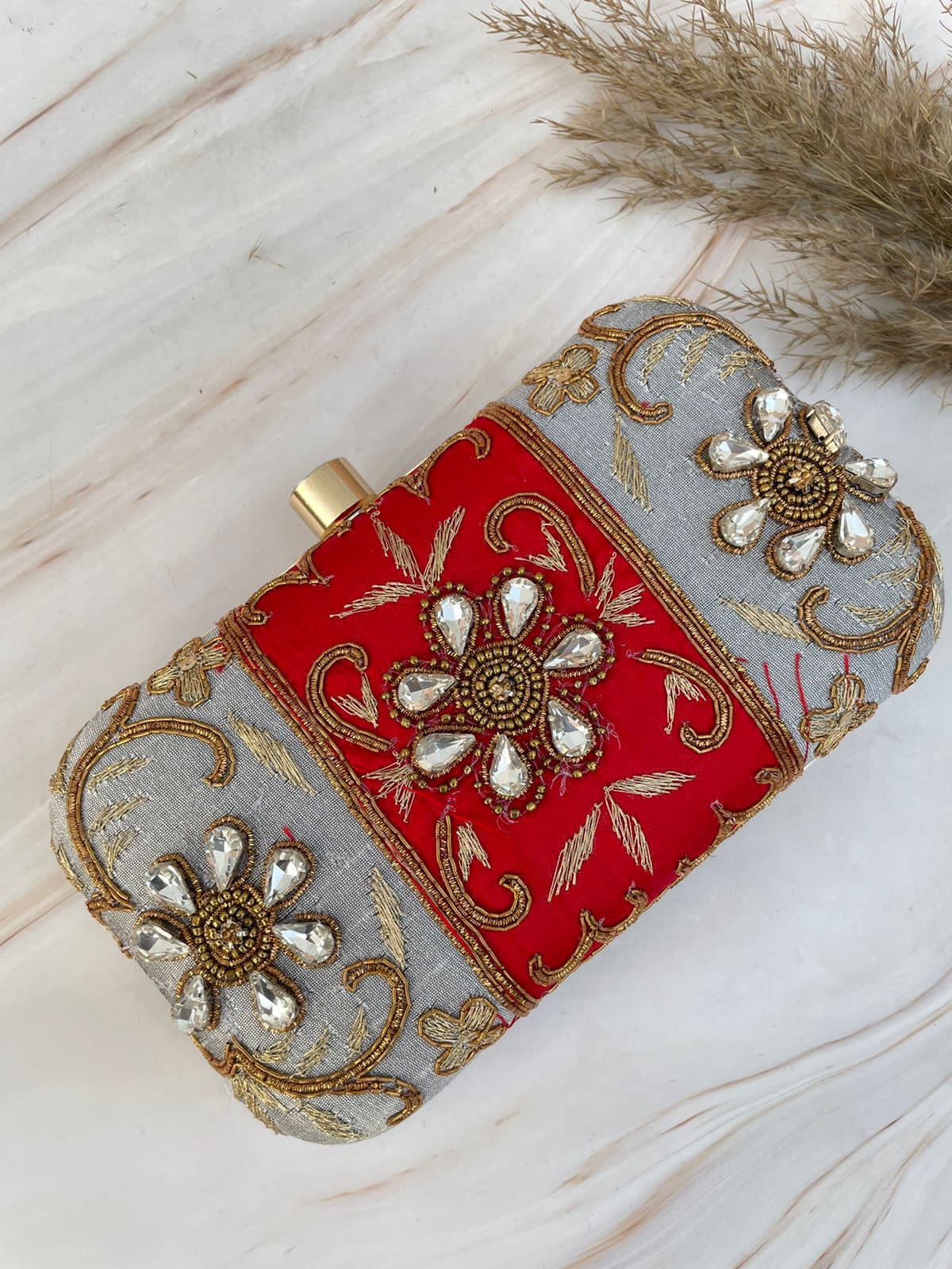 Aviral embroidered clutch - Saffronfashionindia
