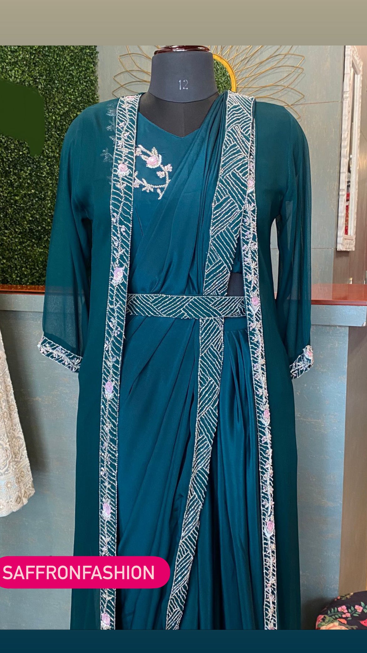 Satin indowestern dress - Saffronfashionindia