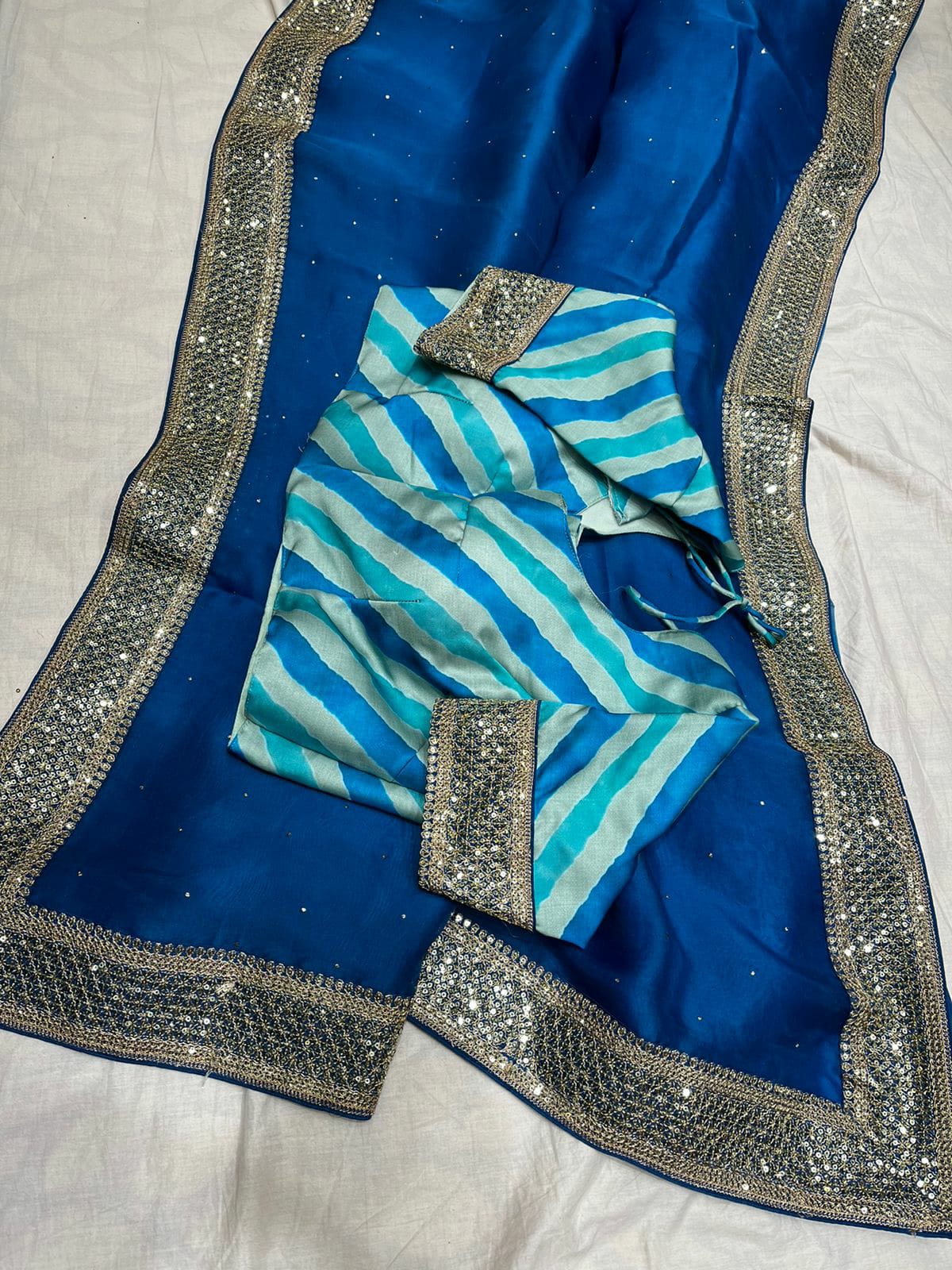 Blossom organza saree - Saffronfashionindia