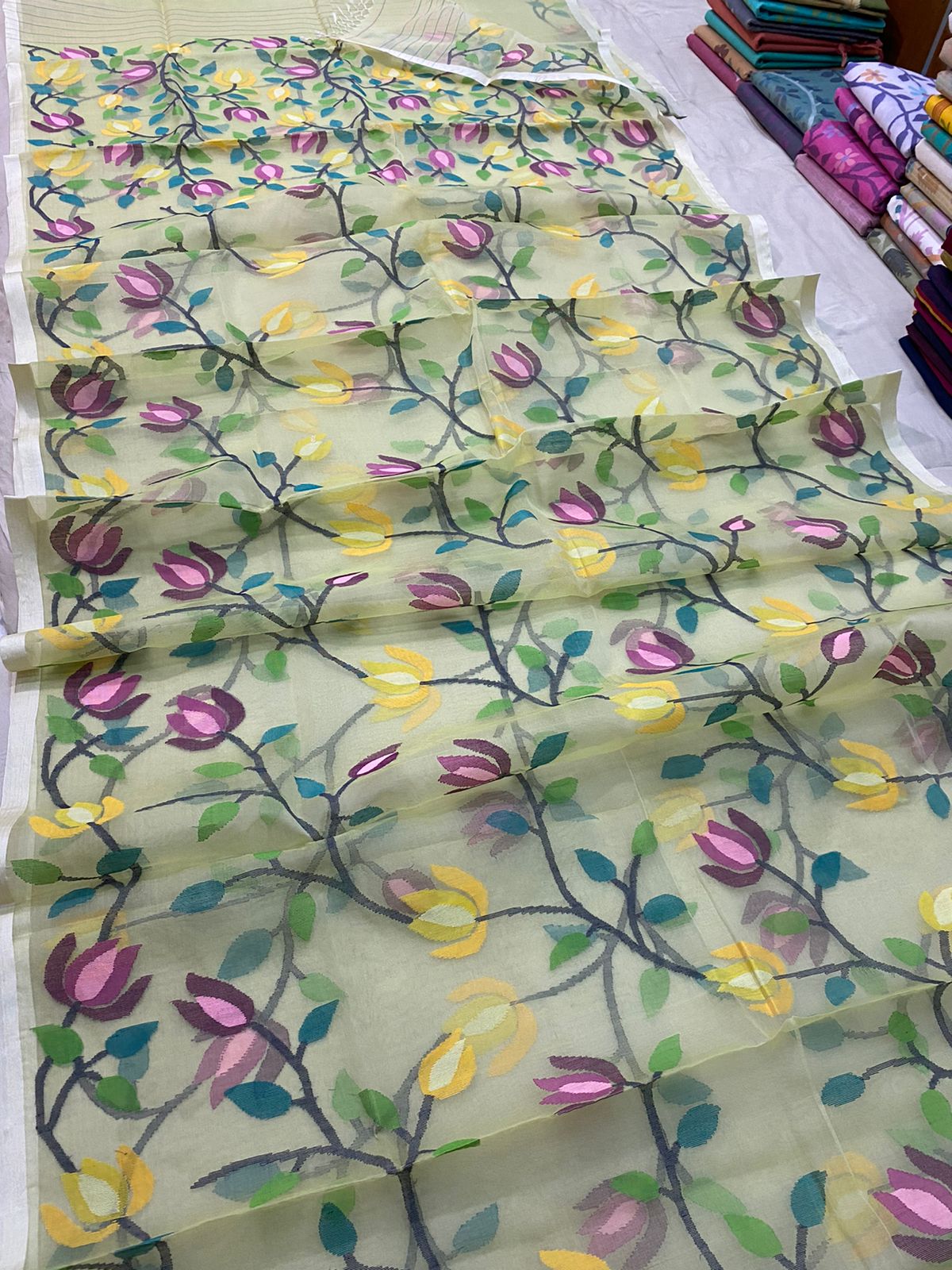 Narni muslin jamdani saree - Saffronfashionindia