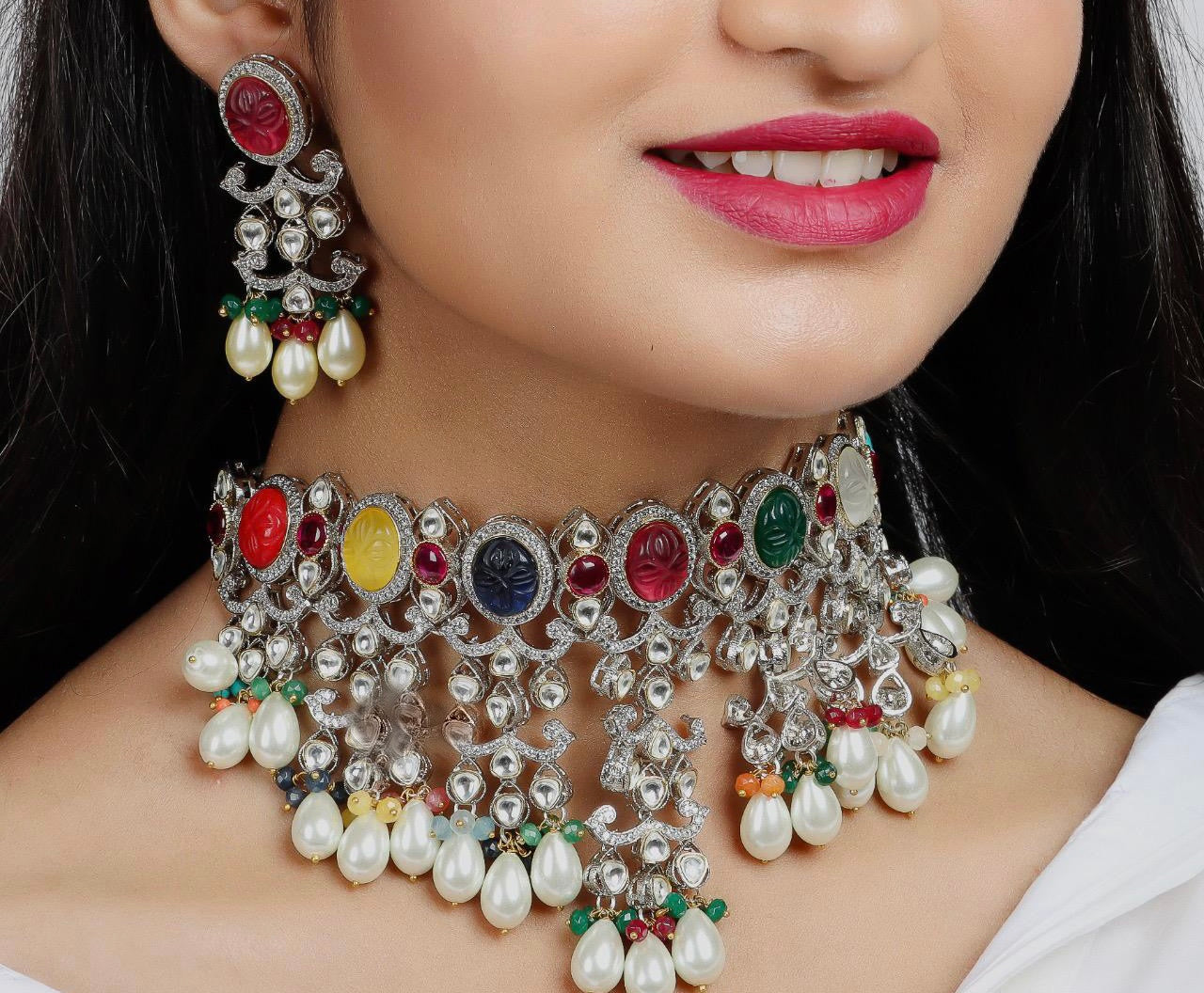 Vanima beaded choker set - Saffronfashionindia
