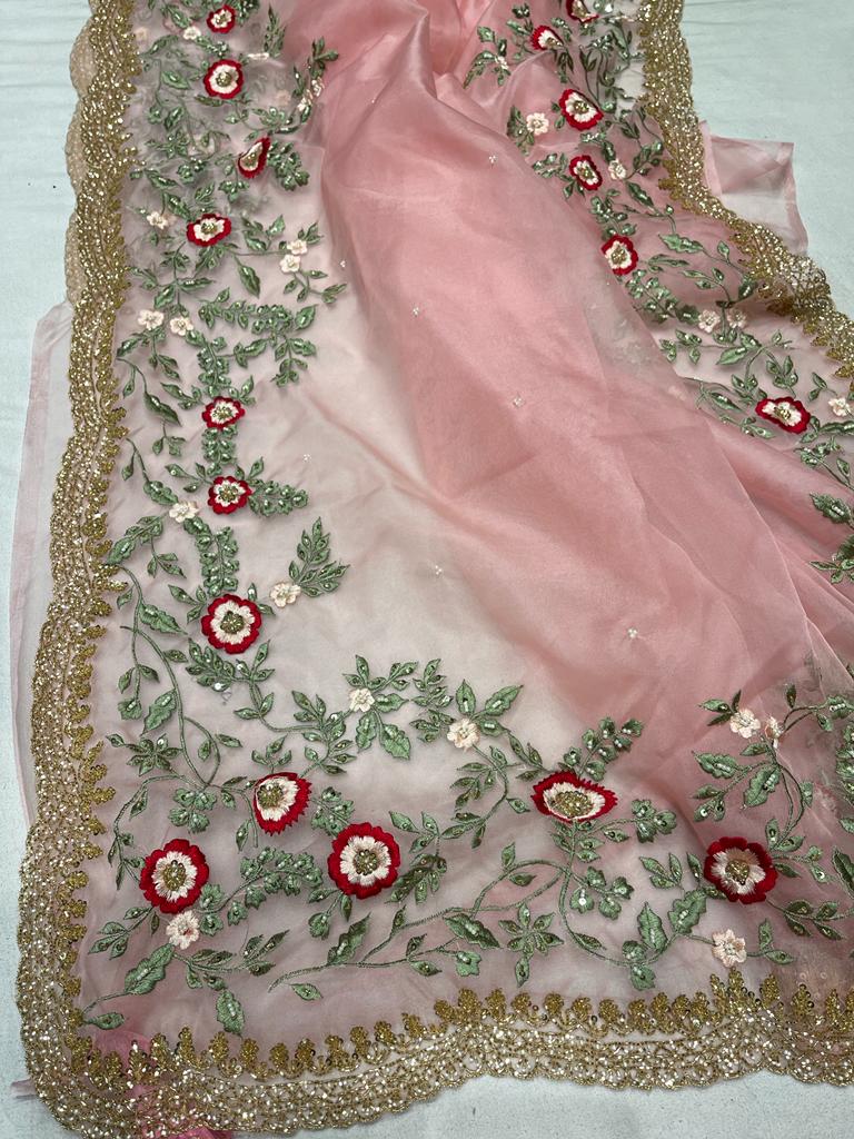Iris embroidered saree - Saffronfashionindia