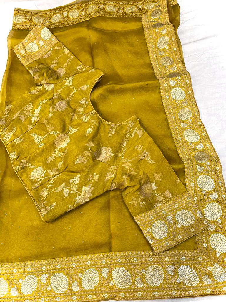 Divit organza saree/banarsi saree - Saffronfashionindia