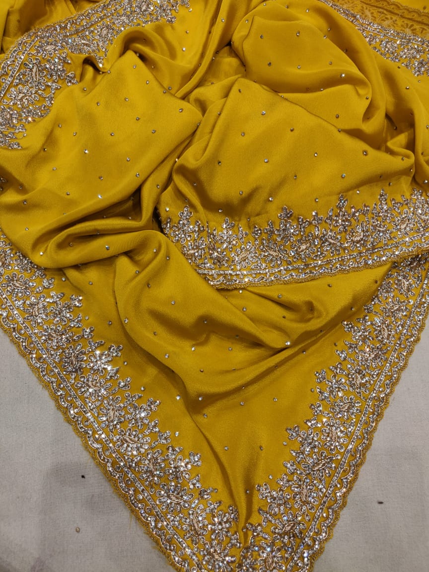 Crepe gorgette saree - Saffronfashionindia
