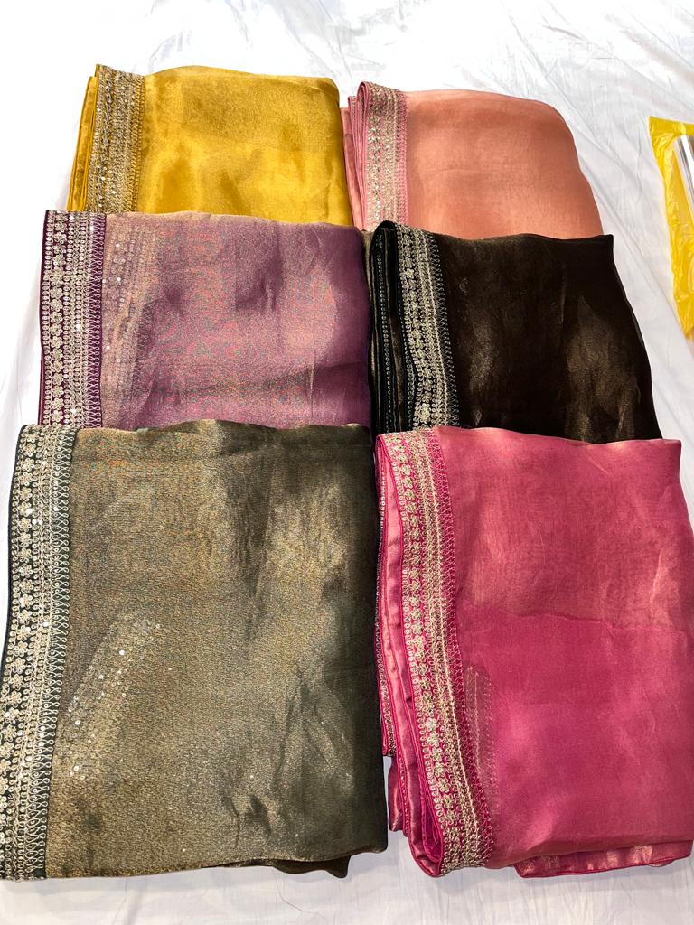 Kanjeevaram inspired tissue saree - Saffronfashionindia