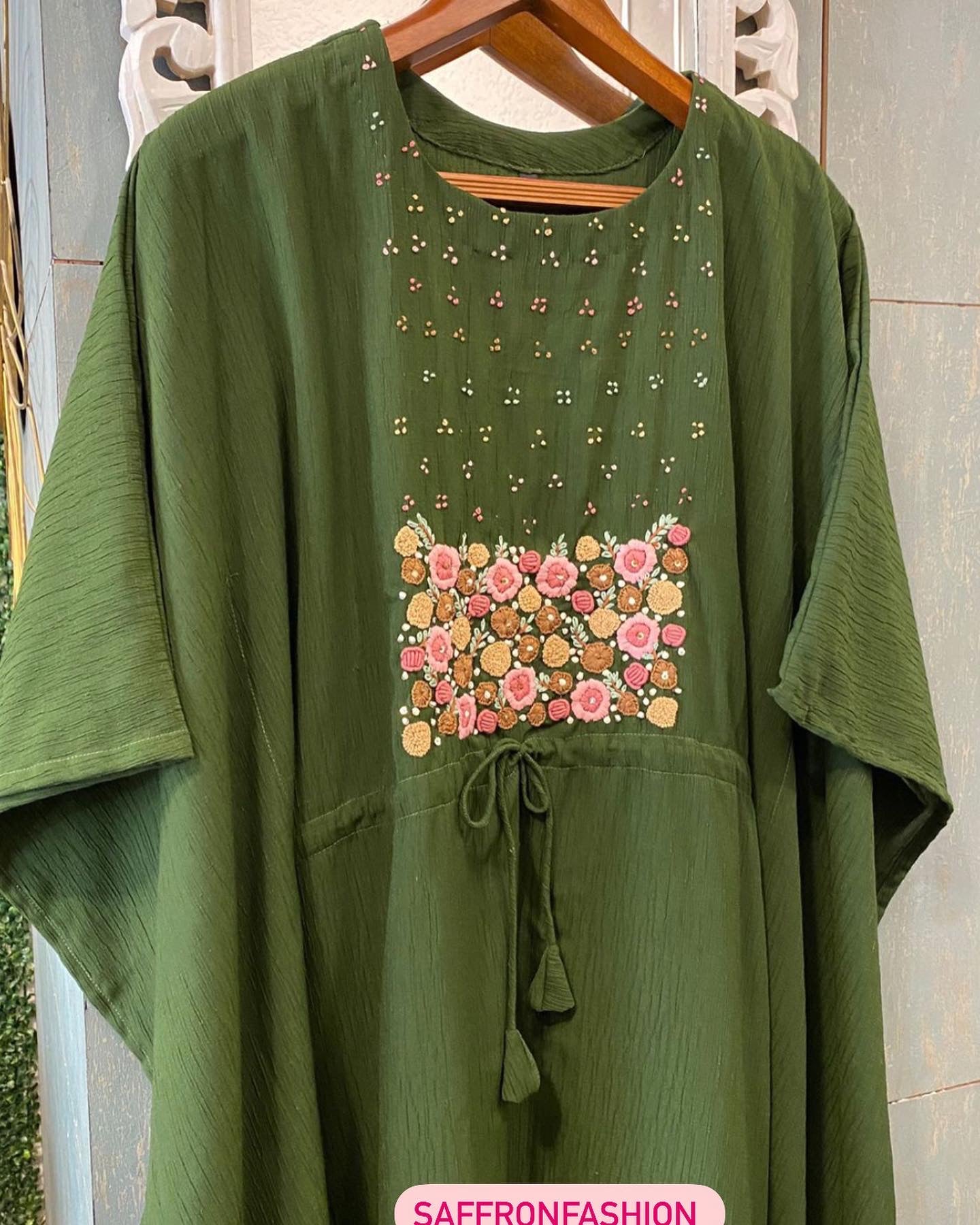 Emerald kaftan - Saffronfashionindia