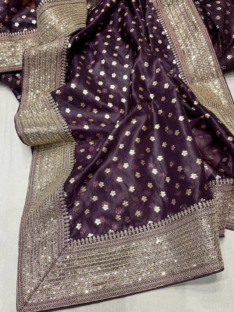 Kora partywear saree - Saffronfashionindia