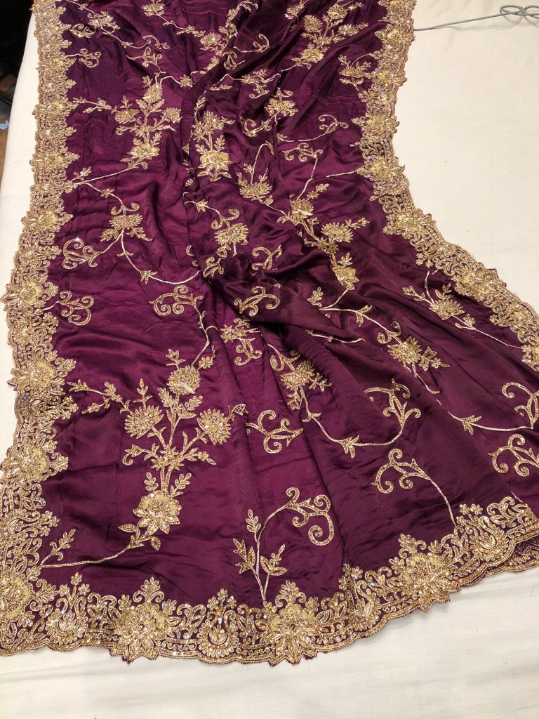 Wedding zardosi saree - Saffronfashionindia