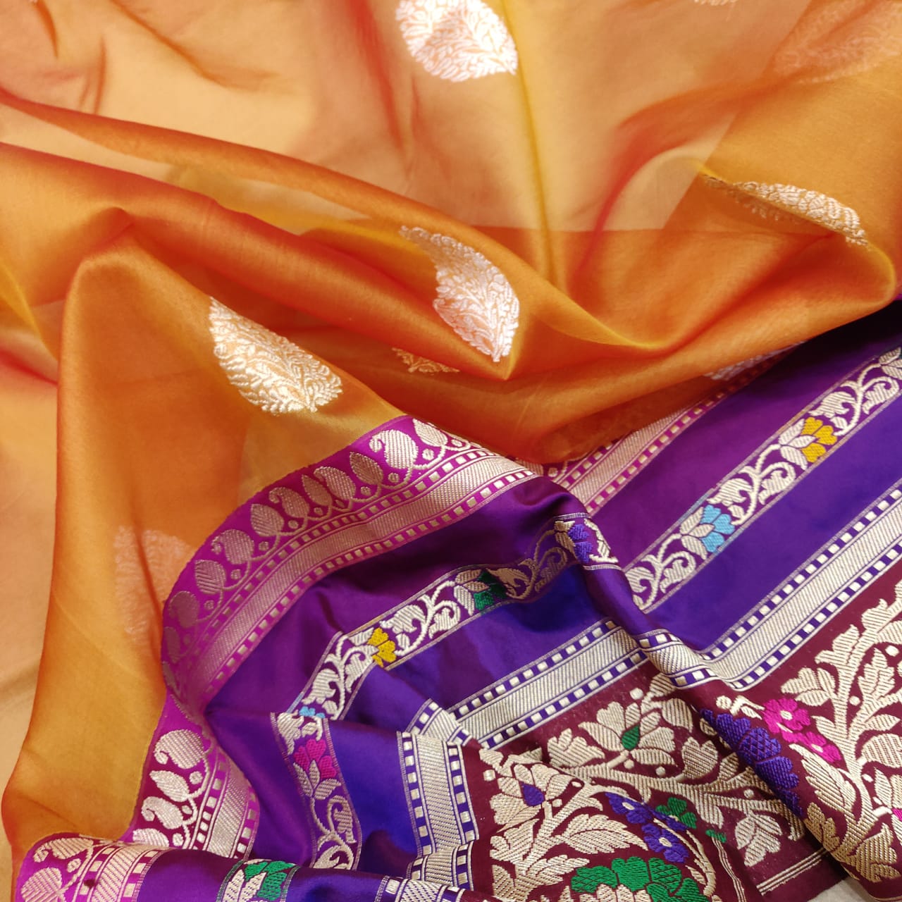 Sevita kora handwoven saree - Saffronfashionindia
