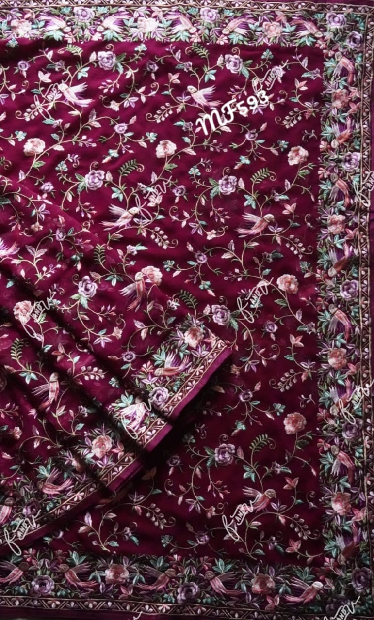 Velecia embroidery saree - Saffronfashionindia