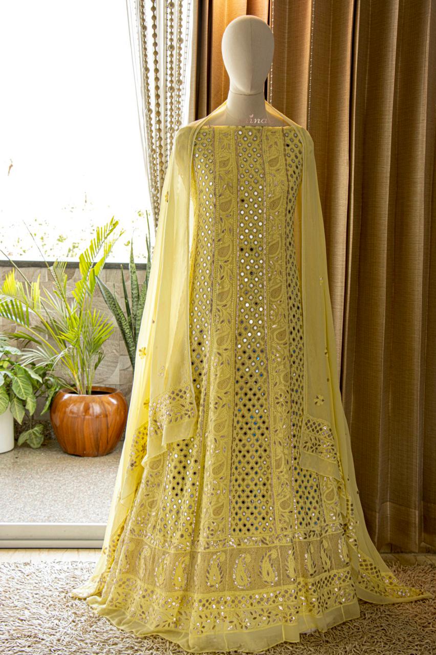 Anarkali inspired gorgette suit - Saffronfashionindia