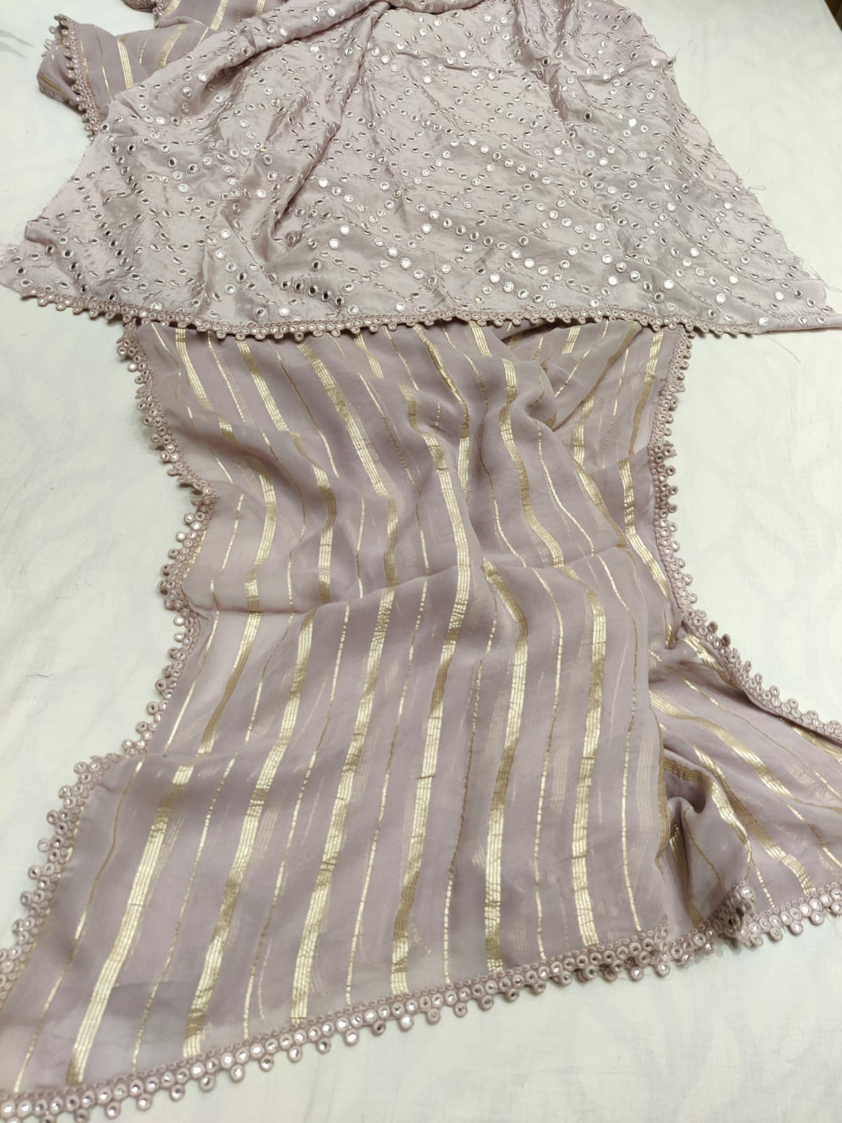 Kinash gorgette striped saree - Saffronfashionindia