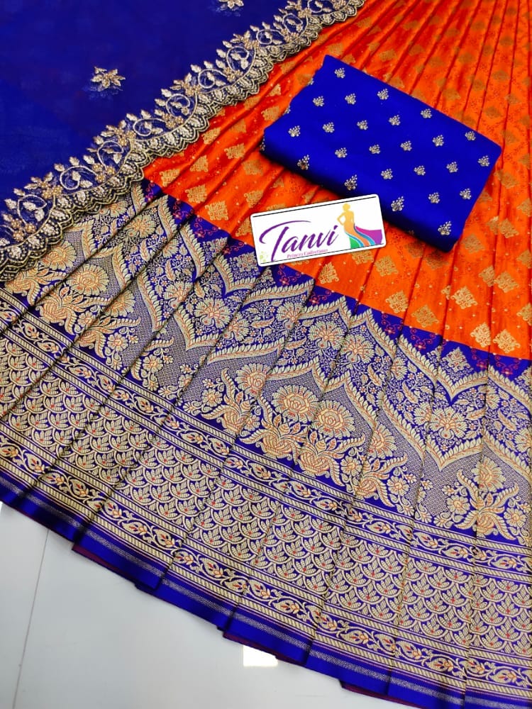 Banarsi brocade lehanga set - Saffronfashionindia