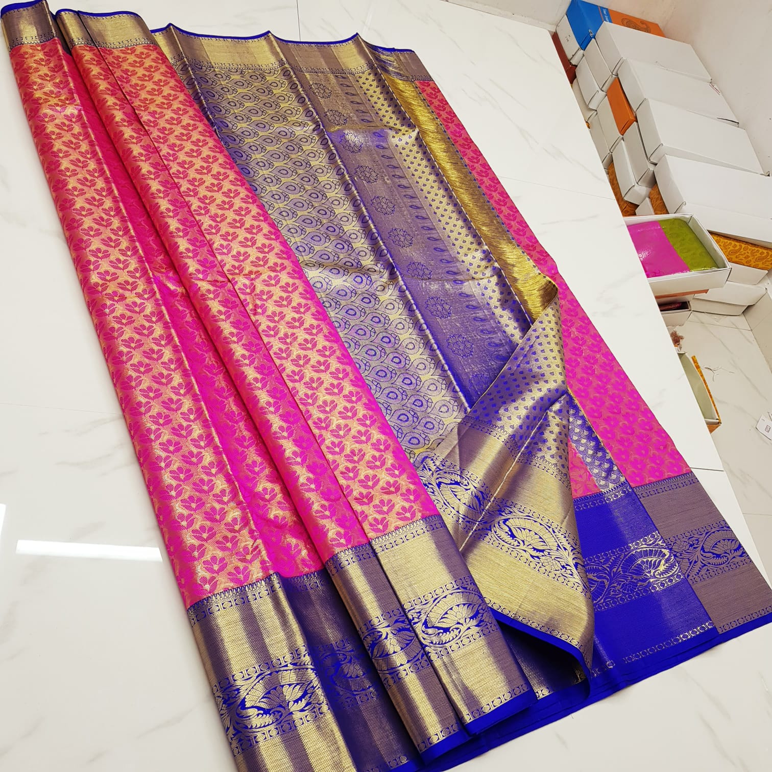 Pure silk Kanchipuram saree - Saffronfashionindia