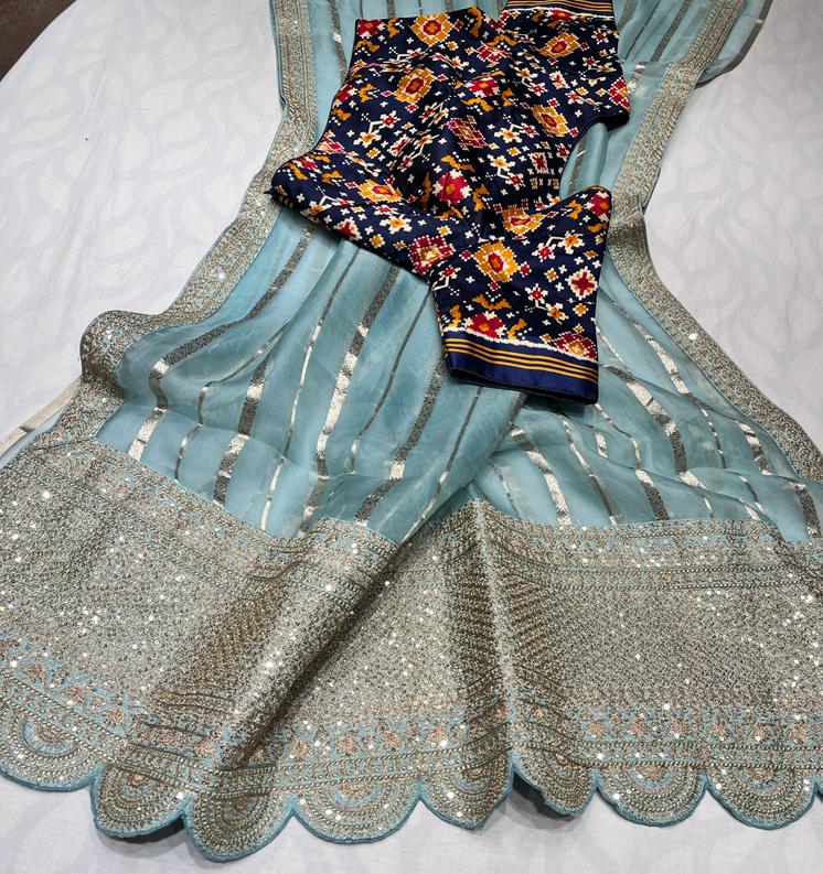 Kora stripes saree - Saffronfashionindia