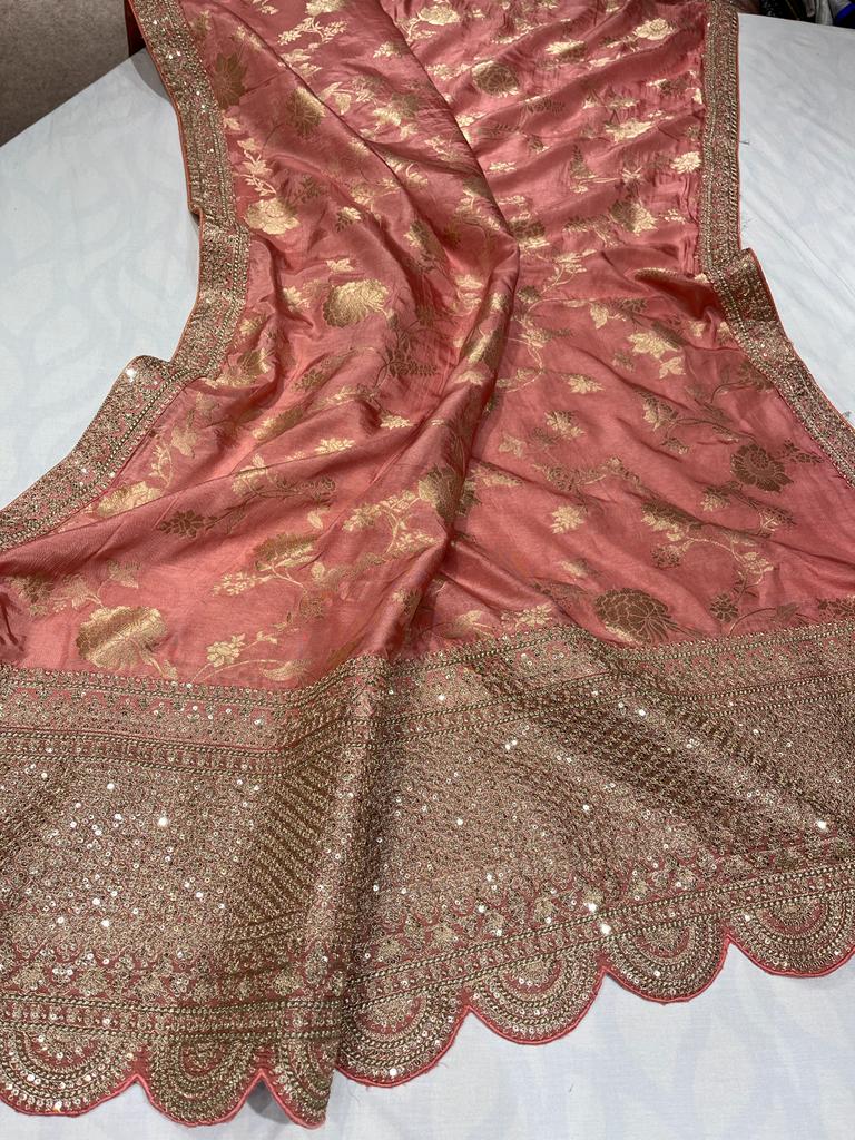 Silk sari zardosi saree - Saffronfashionindia