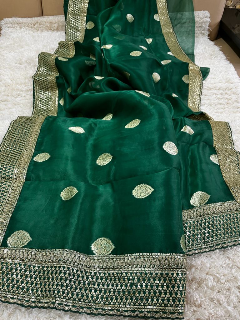 Emerald kora inspired saree - Saffronfashionindia