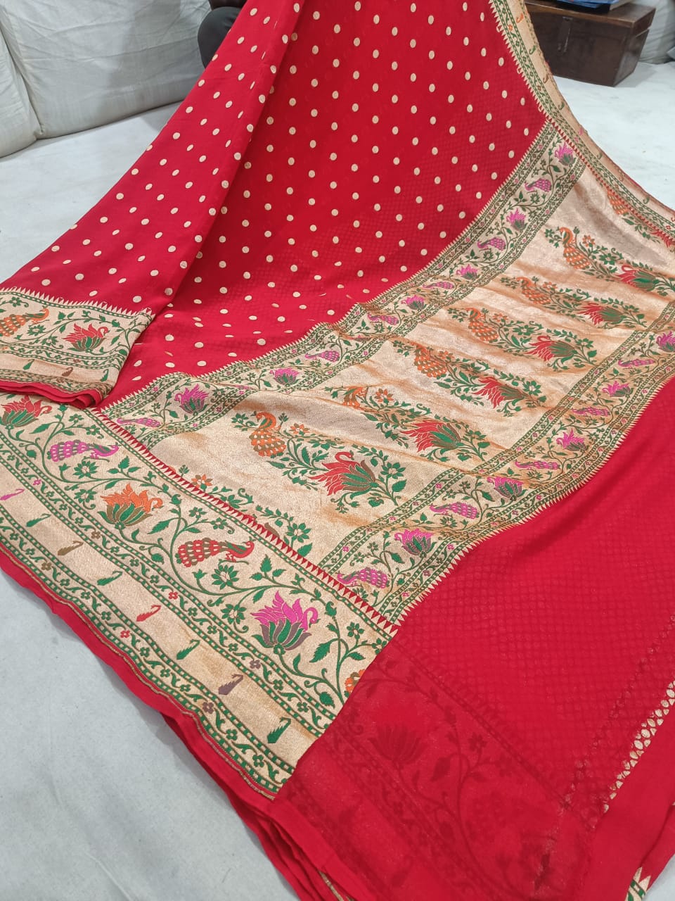 Sikhagarh gorgette saree - Saffronfashionindia