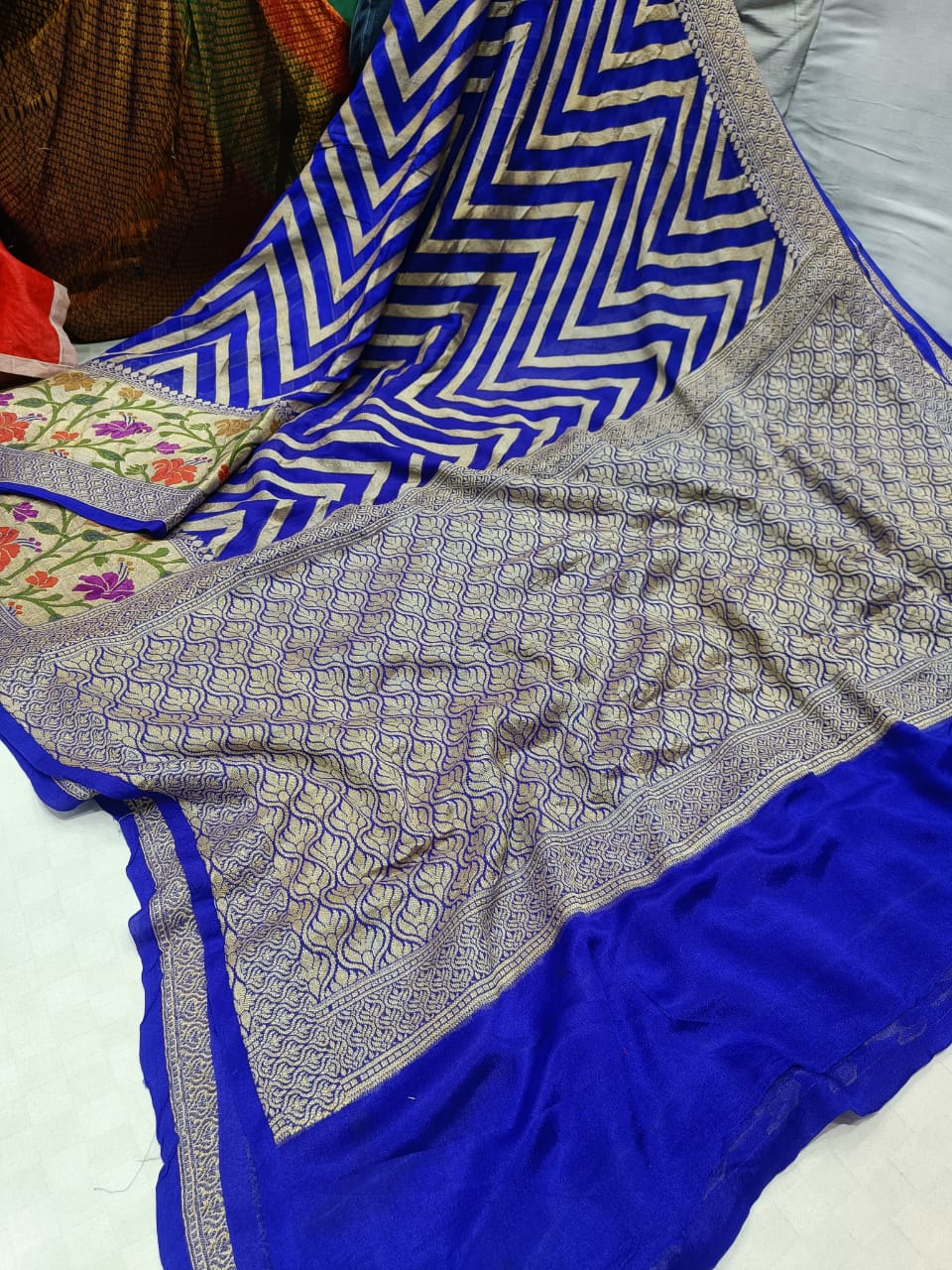 Zig zag inspired striped saree - Saffronfashionindia