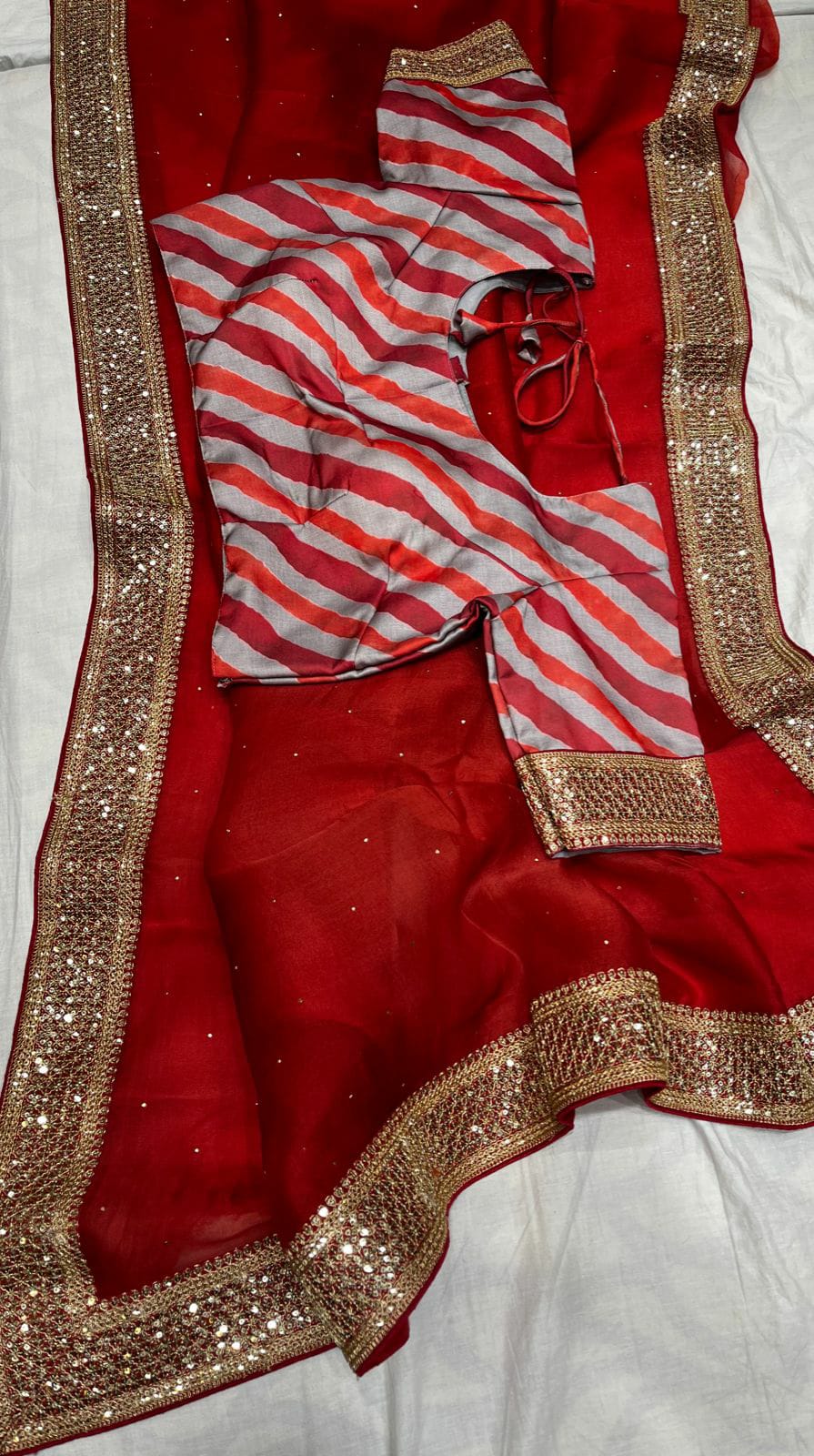 Blossom organza saree - Saffronfashionindia