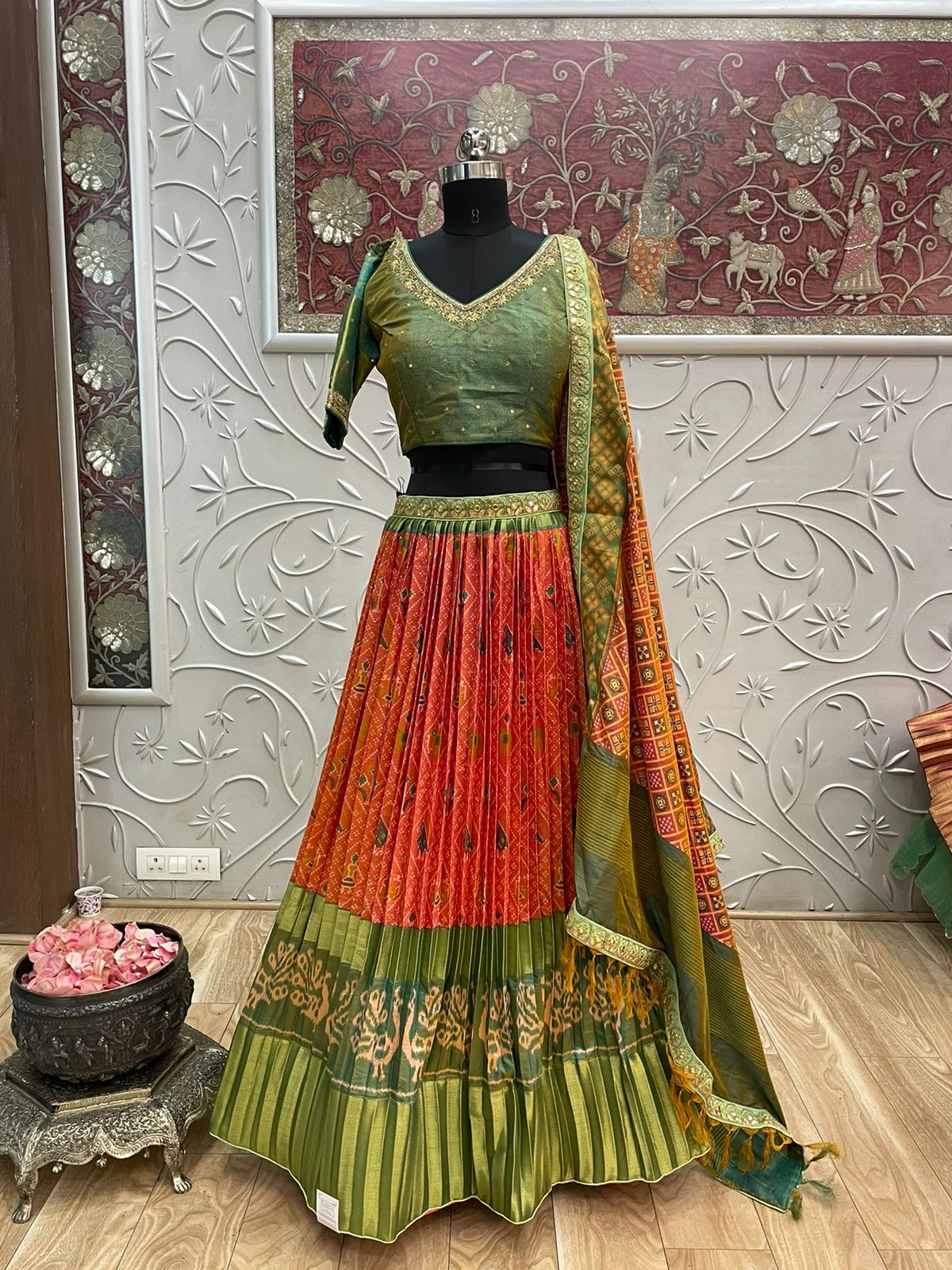 Silk designer inspired lehanga - Saffronfashionindia