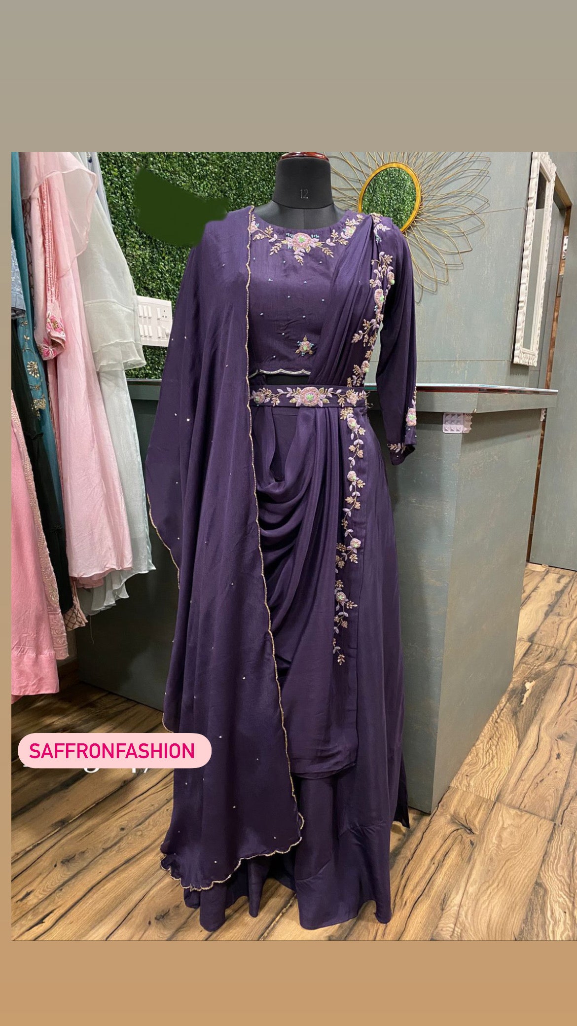 Indigo indowestern dress - Saffronfashionindia