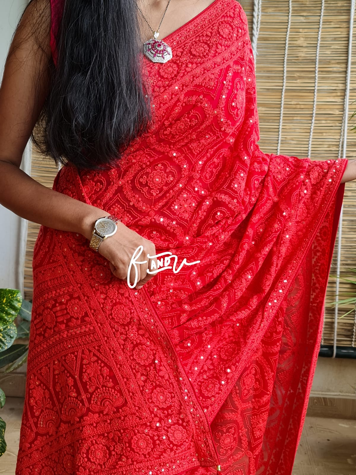 Kruti Chikankari Embroidery saree - Saffronfashionindia