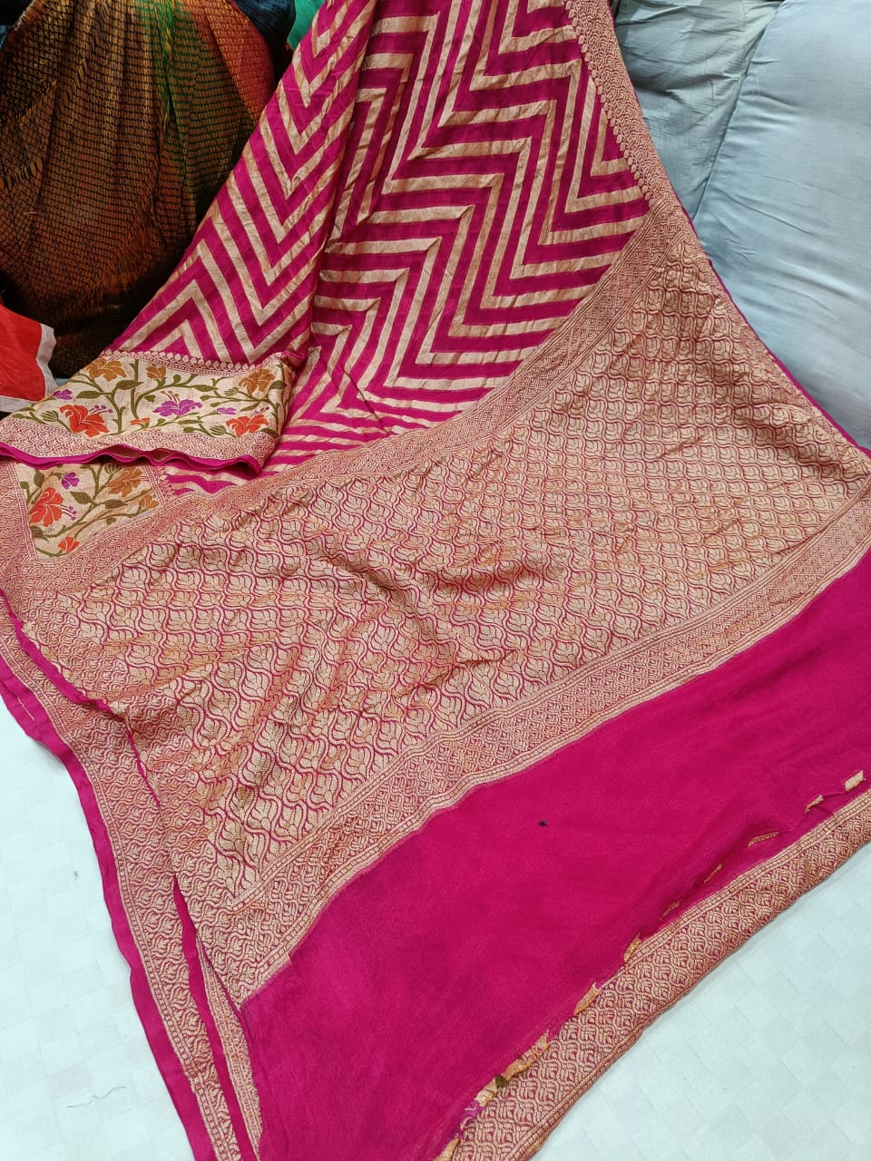 Zig zag inspired striped saree - Saffronfashionindia