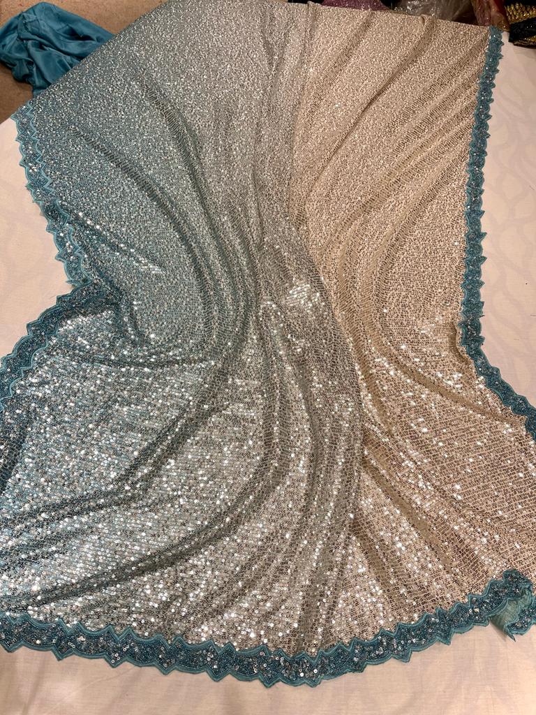 Nashina shaded sequence saree - Saffronfashionindia