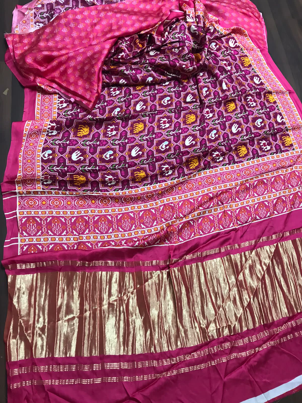 Pink patola gajji silk saree - Saffronfashionindia