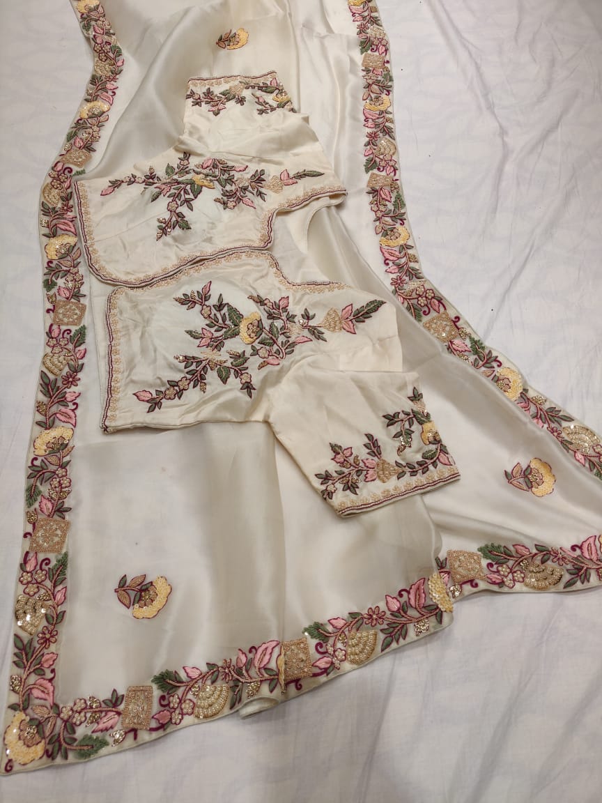 Apima embroidery saree - Saffronfashionindia