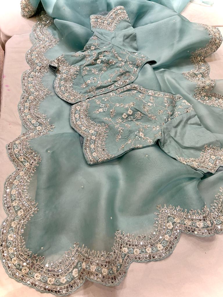 Lishik organza zardosi saree - Saffronfashionindia