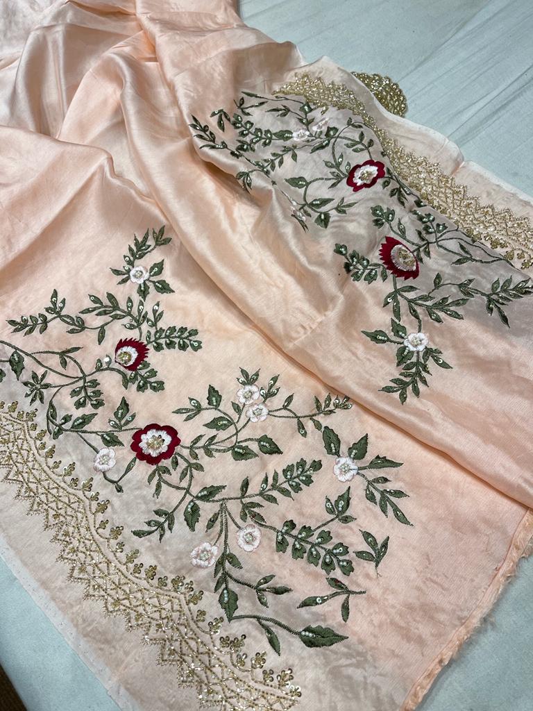Iris embroidered saree - Saffronfashionindia