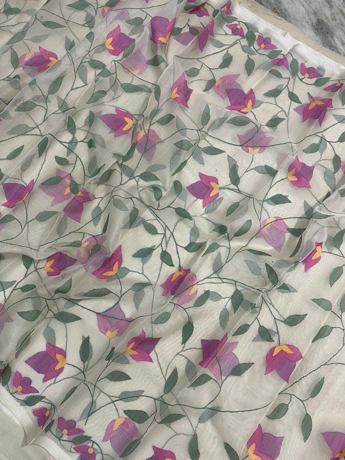 Pini muslin tantuj saree - Saffronfashionindia