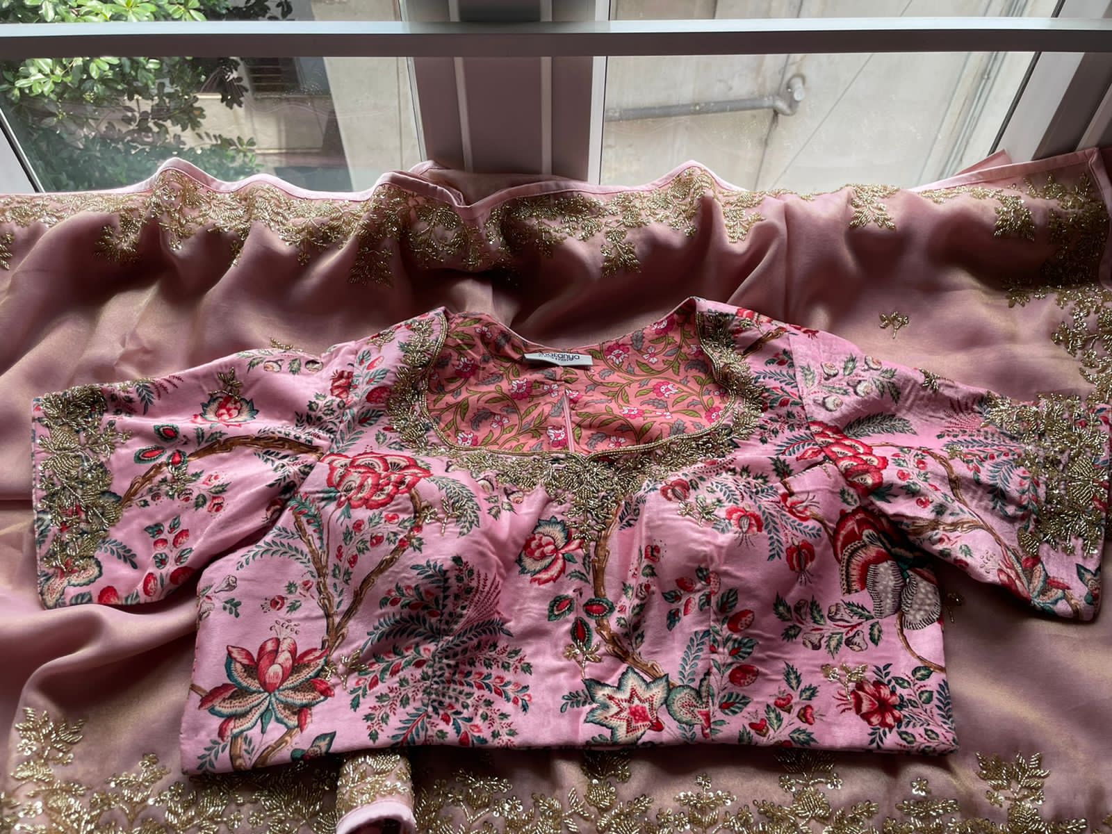 Anisha organza partywear saree - Saffronfashionindia