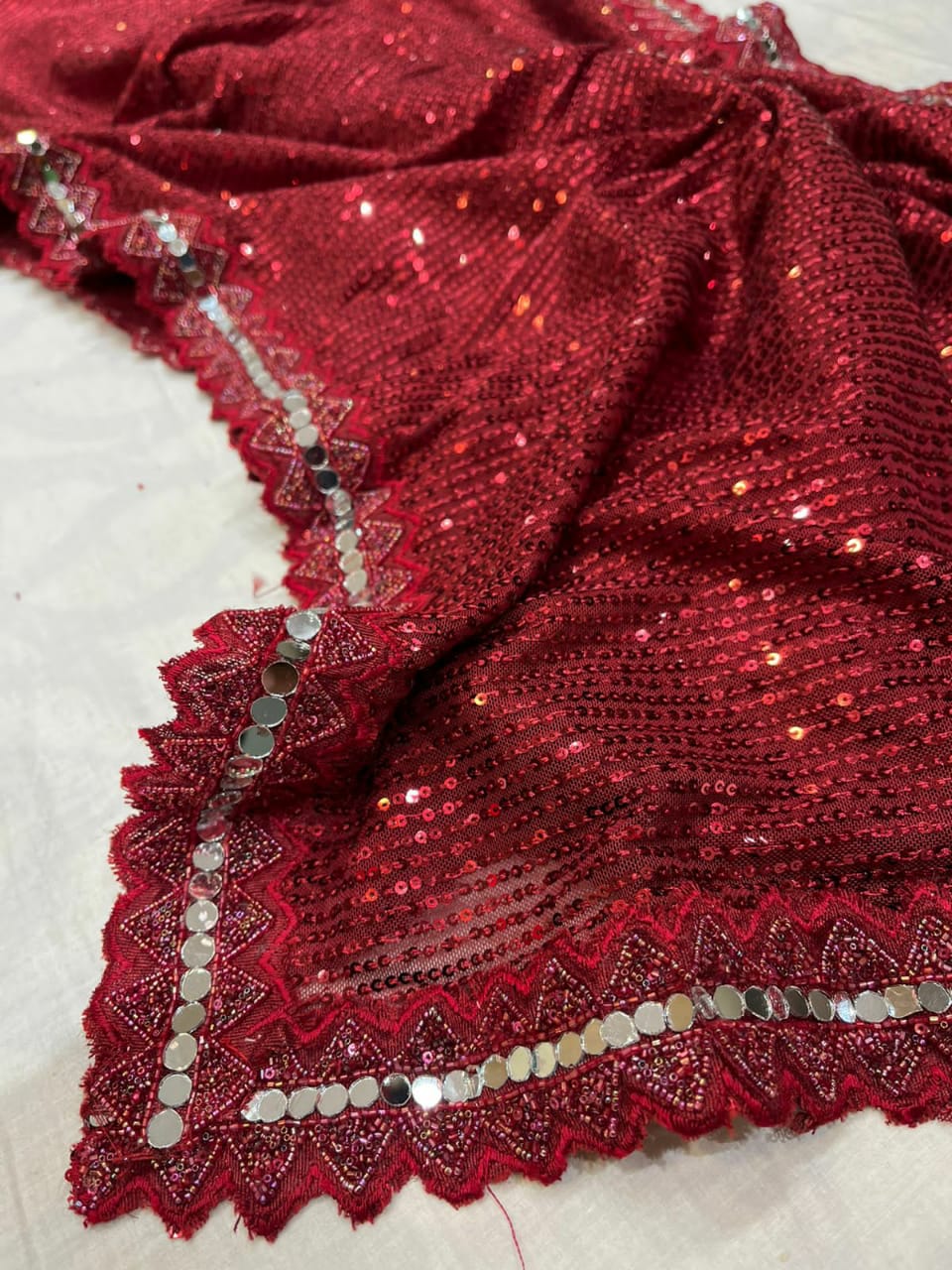 Sequins net saree - Saffronfashionindia