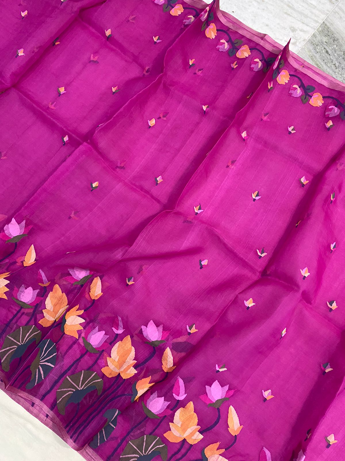 Arvika handwoven tantuj jamdani saree - Saffronfashionindia