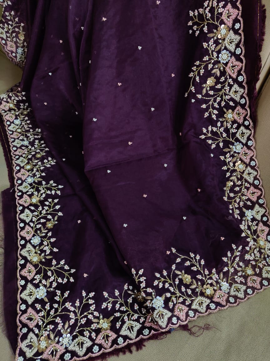 Organza Pearl saree - Saffronfashionindia