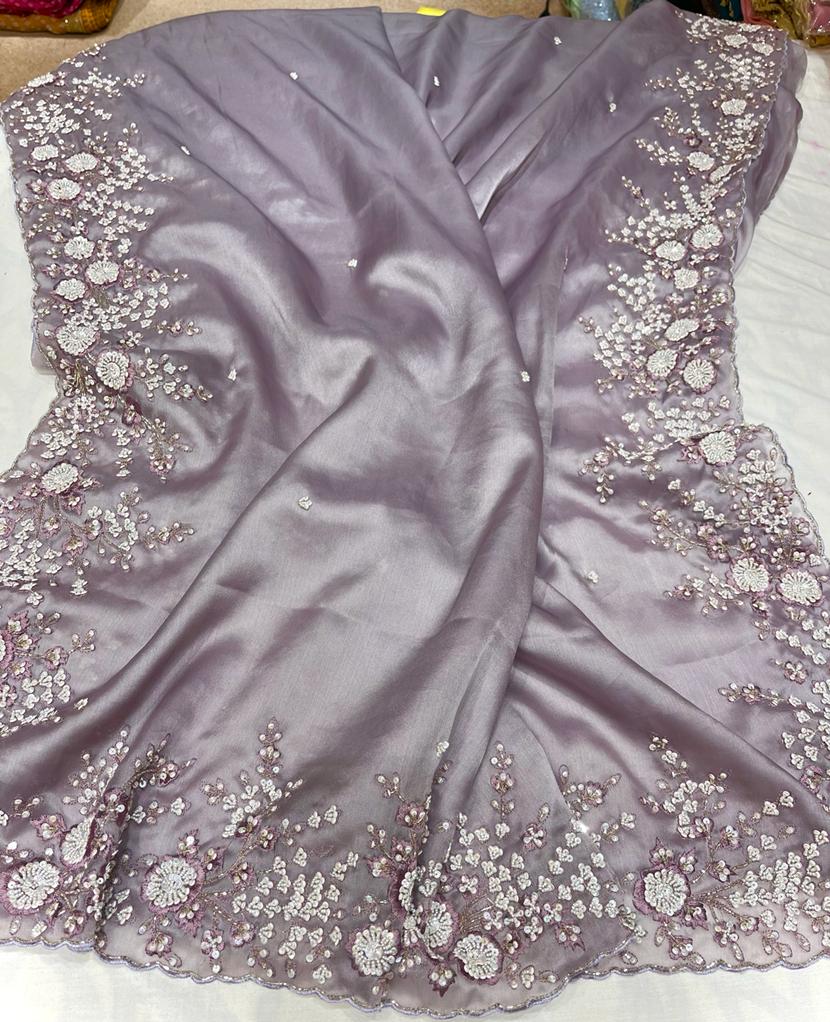 Ishik organza partywear saree - Saffronfashionindia